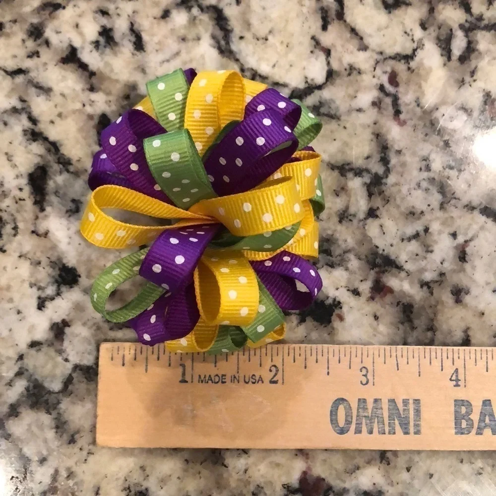 2/$15 Mardi Gras Hair Accessories Set Purple Green Gold Bows Clips Headband